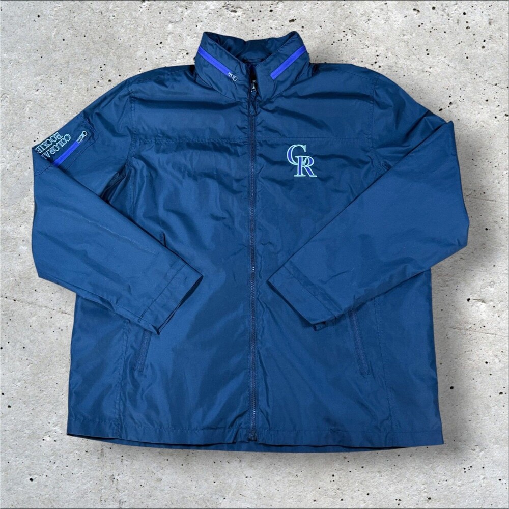 Vintage G-III Colorado Rockies Jacket Mens XXL Full Zip MLB Windbreaker Black